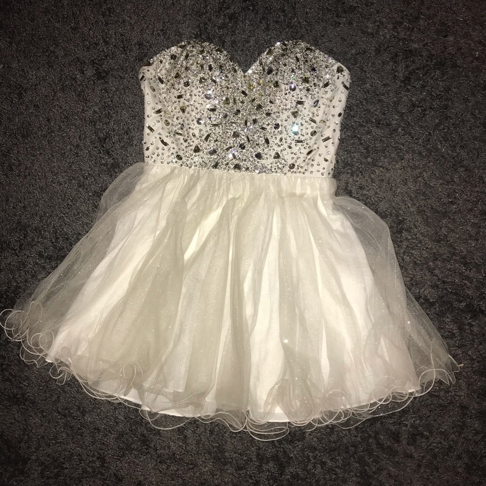 White/Silver Homecoming Dress